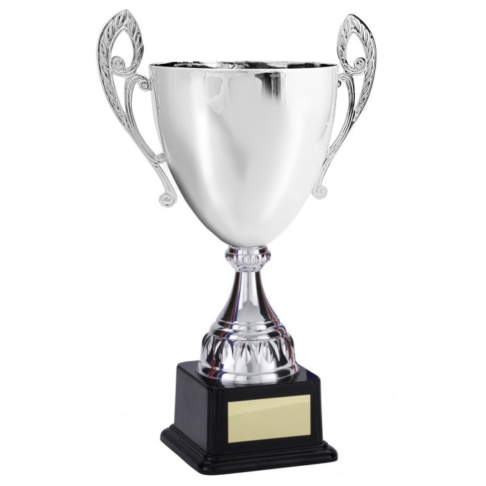 LARGE SILVER METAL HANDLED TROPHY CUP - 3 SIZES - 35CM to 52CM